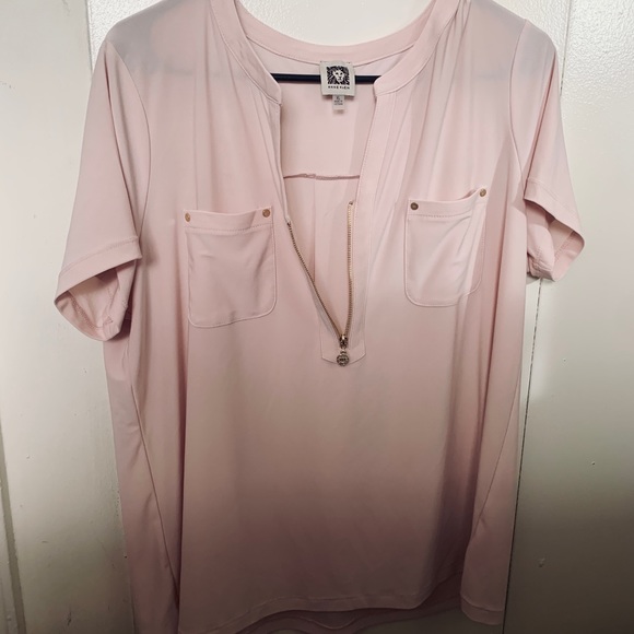 Pink half-zipper blouse - Picture 1 of 4